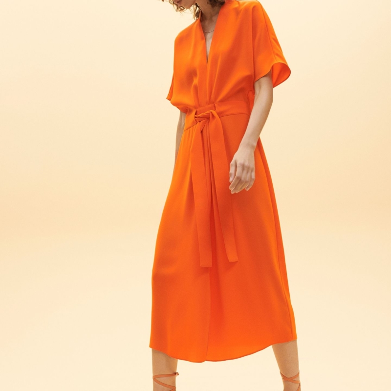 Crêpe-Kleid in Orange