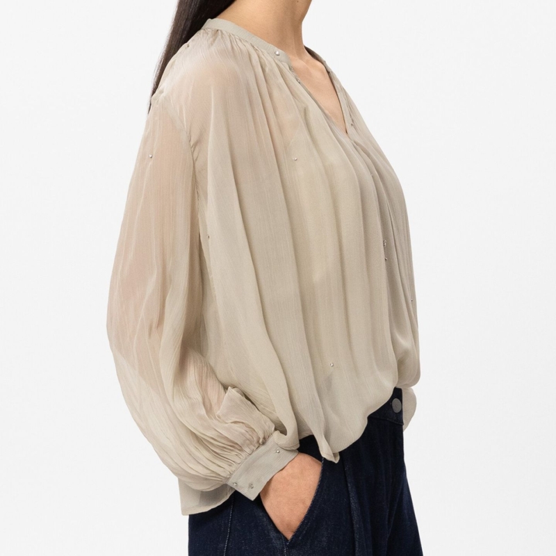 Bluse mit Kristallsteinen