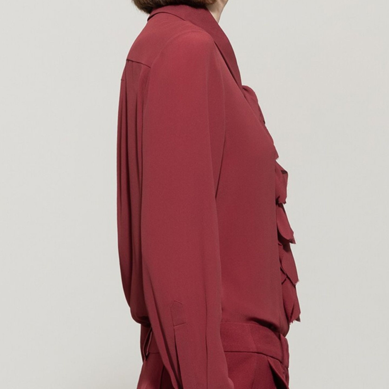 Rüschenbluse aus Seiden-Mix