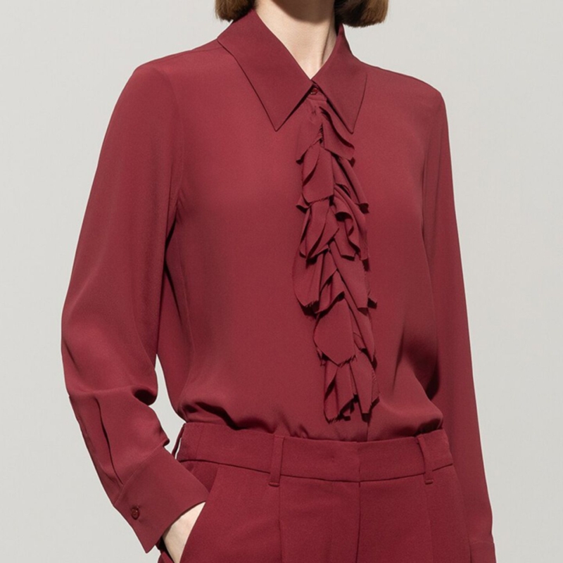 Rüschenbluse aus Seiden-Mix