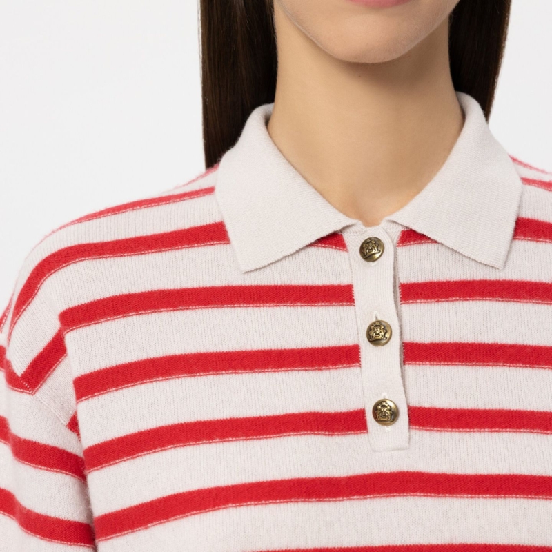 Ringel-Polo aus Kaschmir-Mix