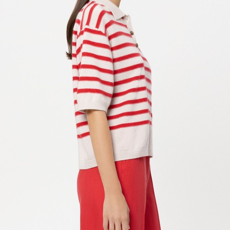 Ringel-Polo aus Kaschmir-Mix