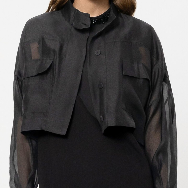 Overshirt-Bluse mit Stehkragen