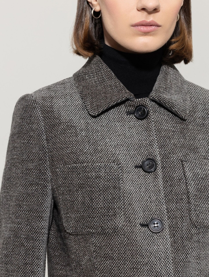 Langer Blazer in Tweed-Optik 